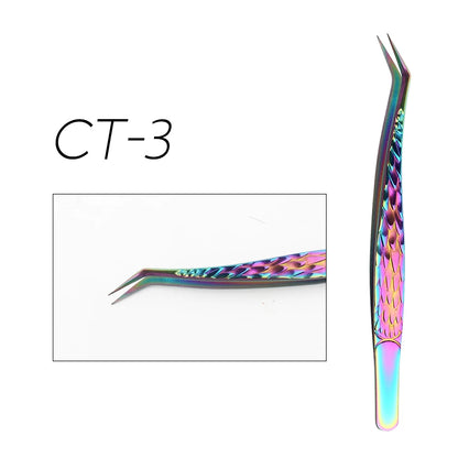 GEMERRY Tweezers for Eyelash Extension Colorful Stainless Steel Superhard Fiber Tips High Precision Anti-Static Makeup Tool