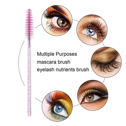 100Pcs Crystal Eyelash Brush Disposable Mascara Wands Eyelash Extension Microbrush Eyebrow Applicator Makeup Brush