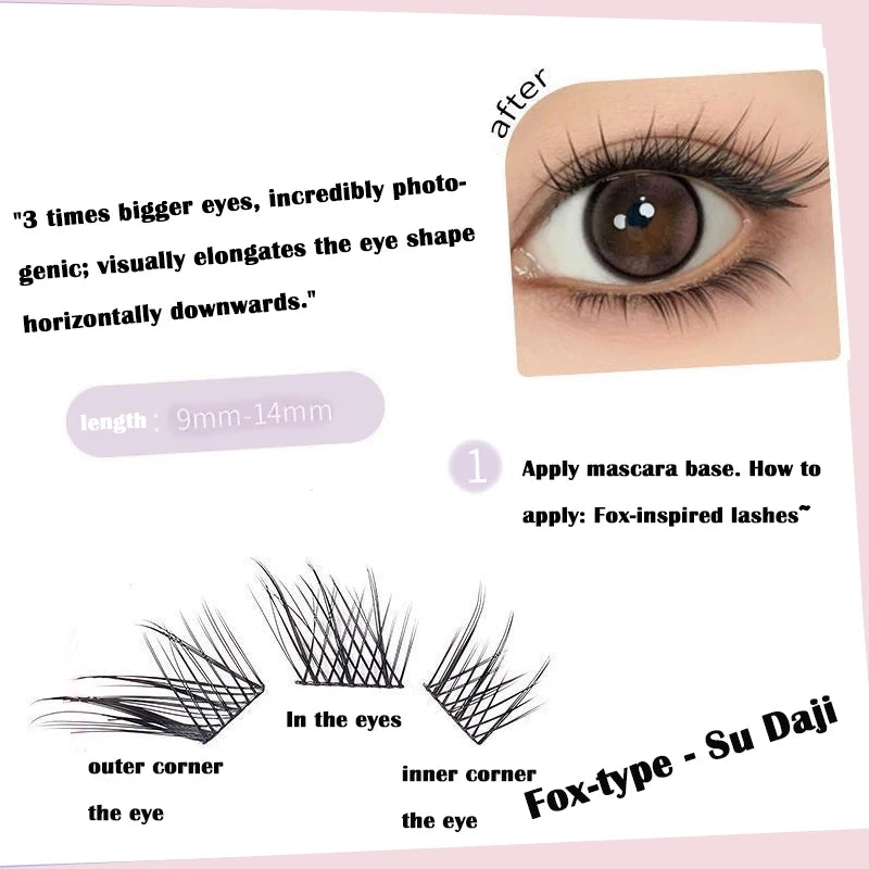 10 rows Individual Mink Eyelashes 1/box 60 Bundles Natural Eyelash extension 3D Russia Lashes Cluster Fox Eye Effect Makeup Lash