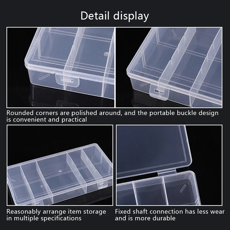 Transparent Rectangular With Lid 5-Grid Vertical Eyelash Extension Tool Organizer - Glue Tweezer Holder Makeup Storage Box