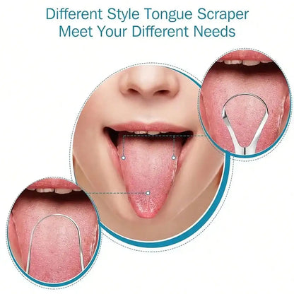 Non-slip Handle Tongue Scraper Portable Single Layer Tongue Scraper Reusable Stainless Steel Oral Mouth Brush Case Tongue Clean