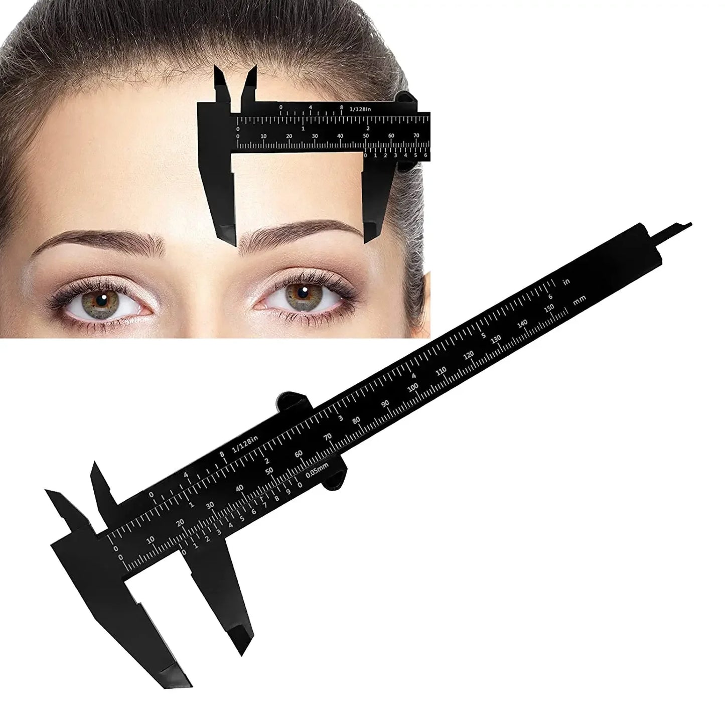 150mm Eyebrow Measuring Ruler Brow Mapping Vernier Caliper Double Scale Plastic Ruler for Eyebrow Tattoo Brow Makeup Tool