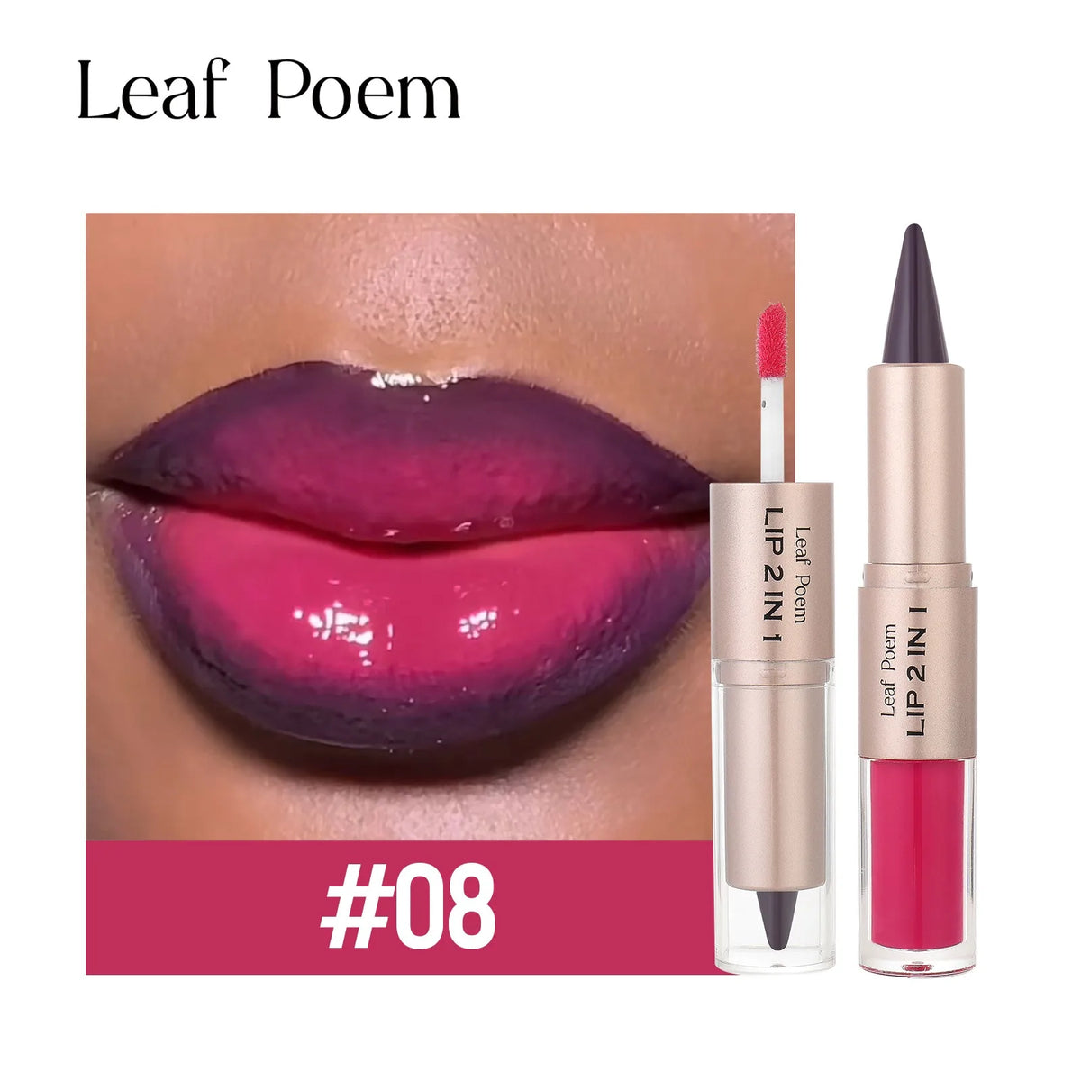 2IN1 Tapered Gradient Lipliner Pen Nude Brown Mirror Glass Lip Gloss Matte Lip Liner Waterproof Lip Contour Non Stick Makeup