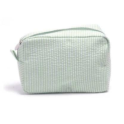 Personalized Seersucker Makeup Bag, Embroidered Name Seersucker Bag, Personalized Wash Bag, Wedding Bridesmaid Gift Makeup Bag