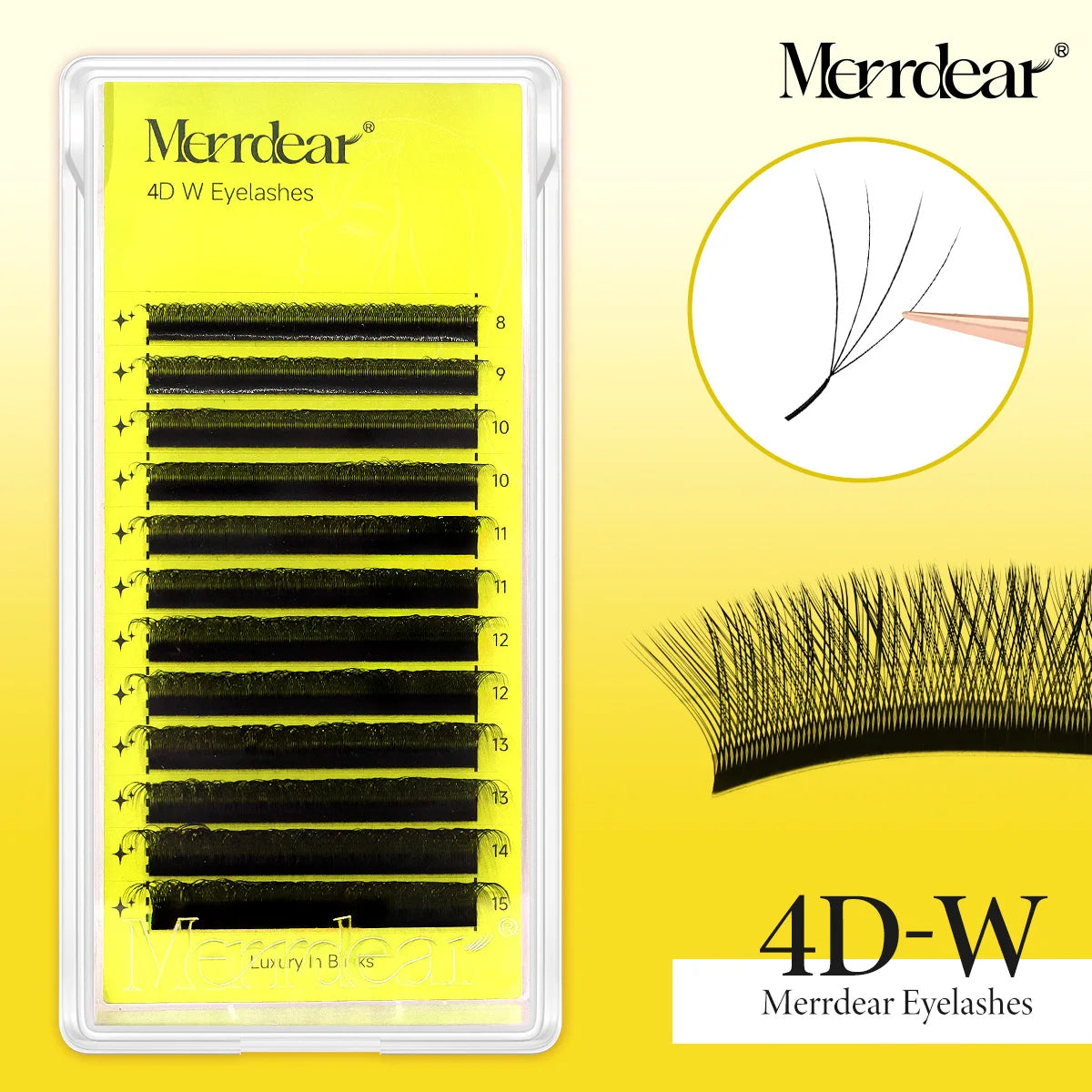 Merrdear W-Shape Eyelash Extension 3d 4d 5d 6d W Lashes Natural Soft Premade Fan Bloom Effect Eye Lashes for Beauty Makeup