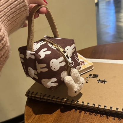 Kawaii Miffy Rabbit Makeup Bag Miffy Rabbit Printed Canvas Fabric Makeup Storage Compact for Touch-ups
