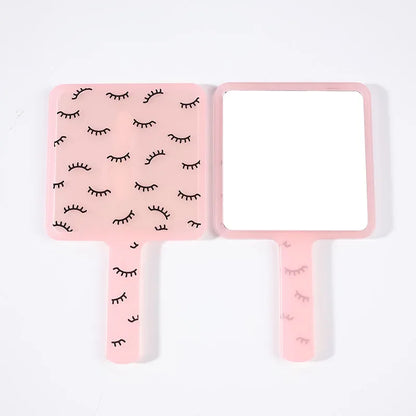 Square Handheld Eyelash Extension Makeup Vanity Mirror  Student Bathroom Handle Hand Mirror SPA Salon Compact Mirrors Portable