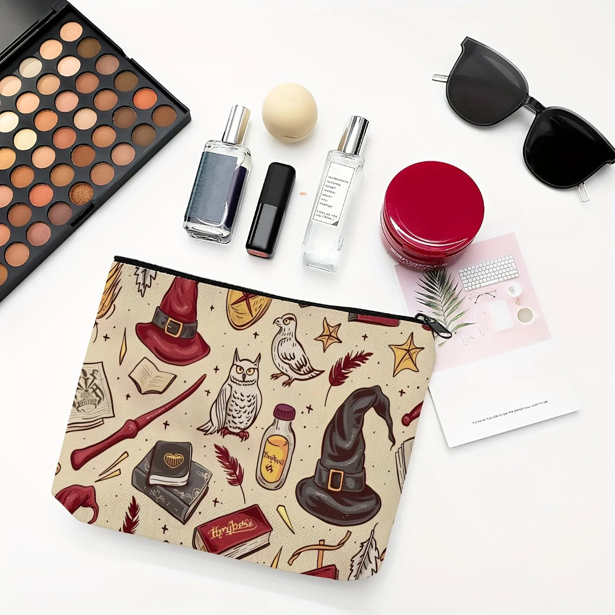 1pc Wizard Makeup Bag - Foldable & Lightweight Cosmetic Pouch with Zipper, Ideal Cute Travel Organizer, Birthday Gift