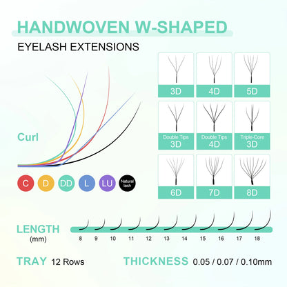 NAGARAKU 3D 4D 5D 6D W Shape  Premade Volume Fan WW Eyelash Extensions Soft Mesh Technological Lashes Makeup False Eyelashes