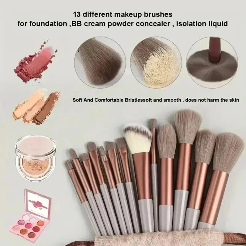 13 Pcs Makeup Brushes Soft Fluffy Professional - Eye Shadow, Foundation, Powder, Blush Blending, Women’s Tools