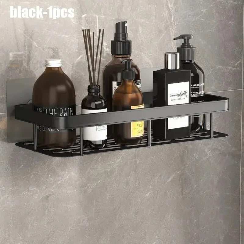1/2/3pcs Aluminum Alloy No Drill Wall Bathroom Shelf Shampoo Rack Makeup Storage Organizer Shower Shelf Bathroom Accessories
