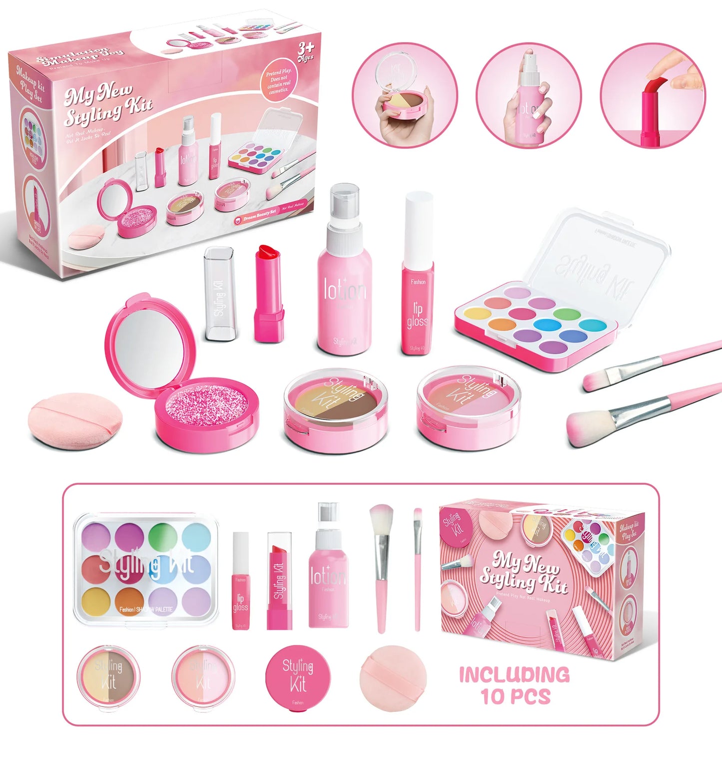 Pretend Makeup Toy Set For Girls, Children'S Performance Handbag,Princess Role Play Toy,Portable Design Princess Cosmetics Bag,