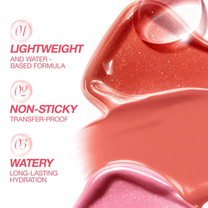 O.TWO.O Liquid Lip Gloss Lipstick Glossy Finish High-Shine Long Lasting Moisturize Non-Stick Glassy Lips Glossy Lip Stain Makeup