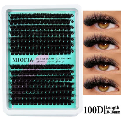 MIOFIA Thick Fluffy Lashes Clusters 150D 100D 80D 50D Natural Lash Clusters 3D Faux Mink Lashes DIY Eyelash Extension Makeup