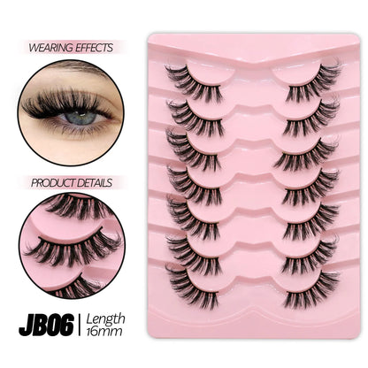 GROINNEYA Half Lashes 5/7/10 Pairs Half Lashes Soft Natural Cat Eye Lashes Makeup Tool Fake Eyelashes Extension Fluffy Faux Cils