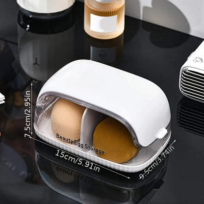 1pc Transparent Makeup Sponge Holder Dustproof Plastic Beauty Organizer Travel Home Cosmetic Storage Makeup Organizers with Lid