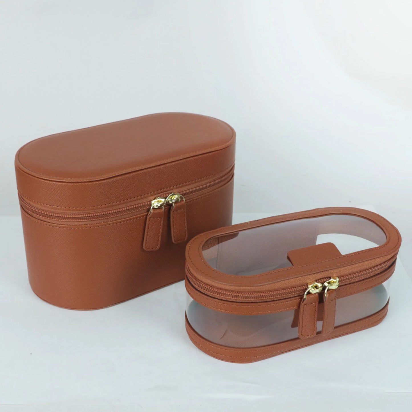 Customizable Name Ladies Saffiano Split Leather Travel Toiletry Case Bag - Makeup Organizer Dopp Kit Cosmetic Bag Set