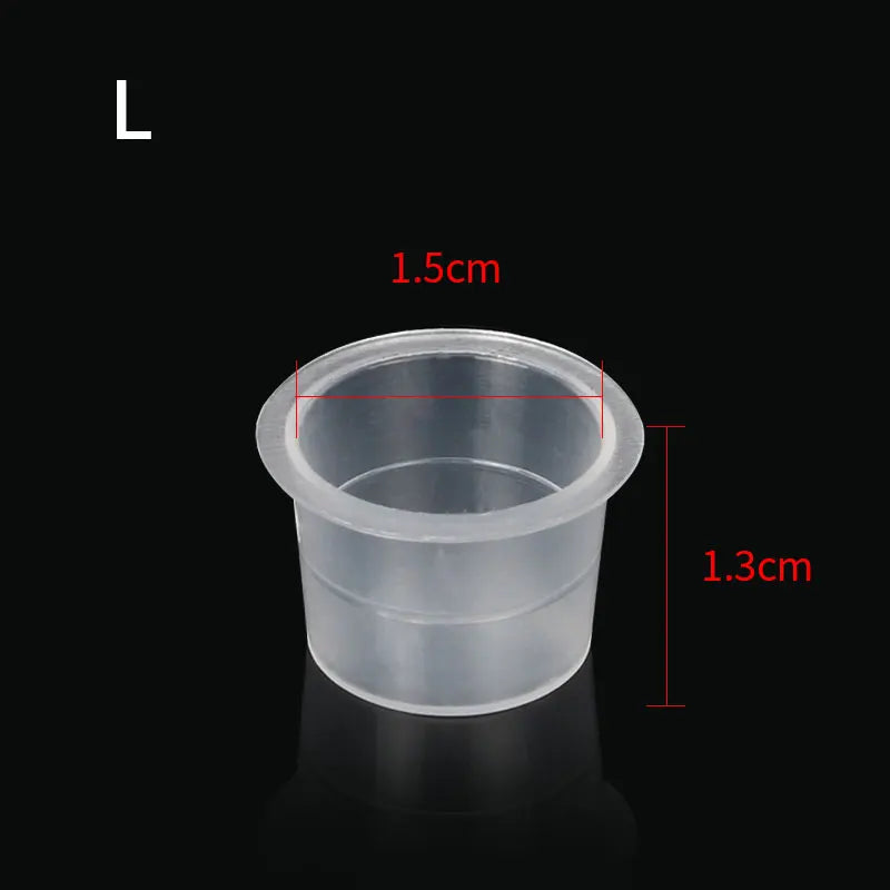 100PCS Tattoo Ink Cup S M L Disposable Microblading Steady Plastic White Permanent Makeup Ink Pigment Clear Holder Container Cap