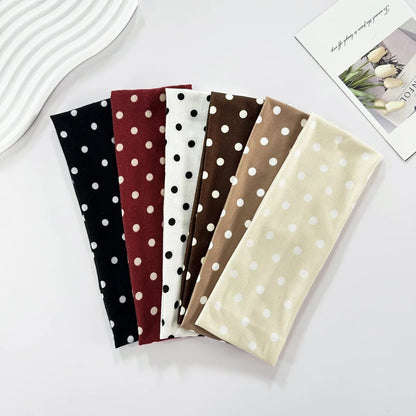 1pc Polka Dot Yoga Elastic Headband – Fashionable Dot-pattern Makeup Headband, Sports & Fitness Sweat-absorbent Hairband
