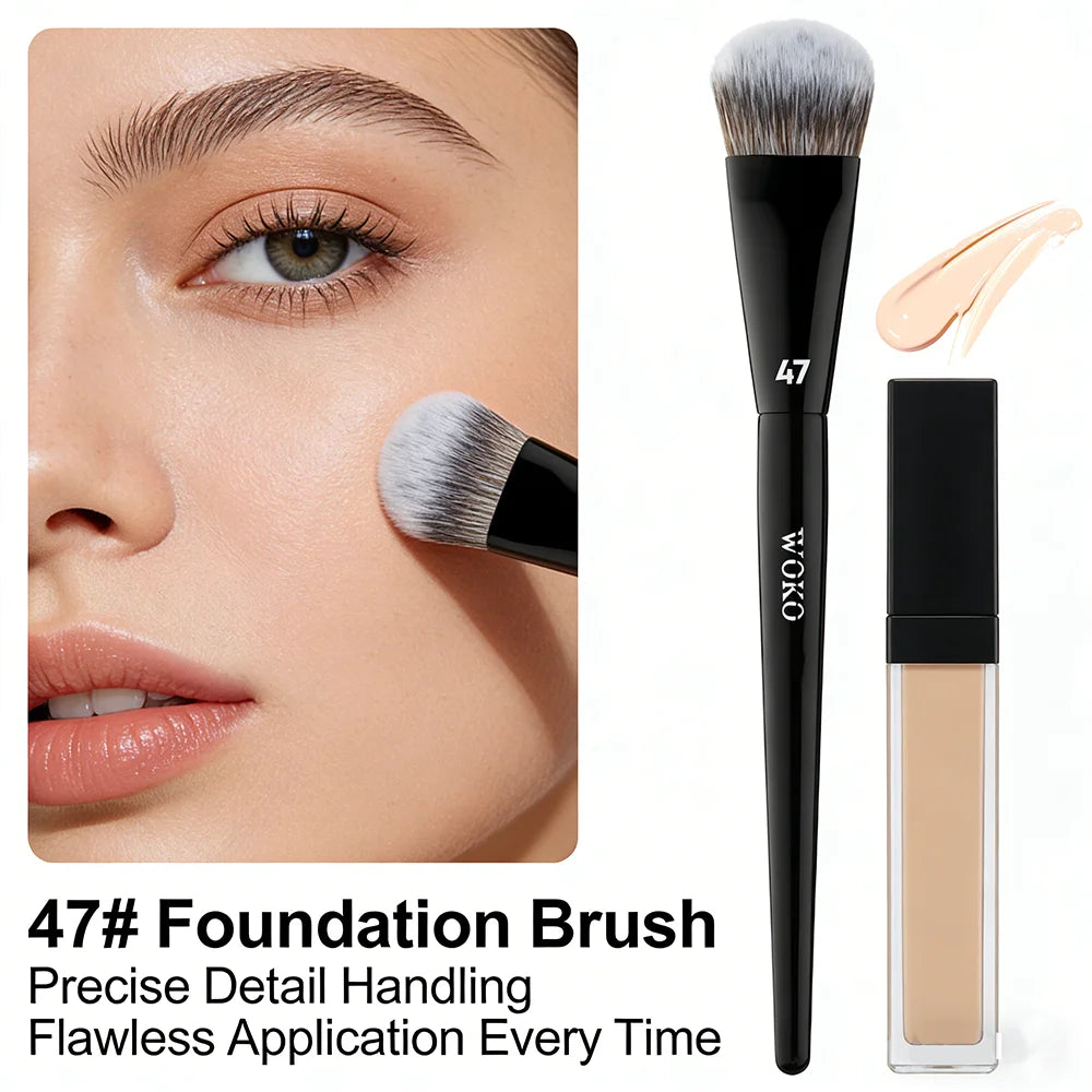 PRO 47 Foundation Brush Broom Foundation Shadow Brush Liquid Cream Blending Blush Angled Professional Makeup Brush Cosmetic Tool
