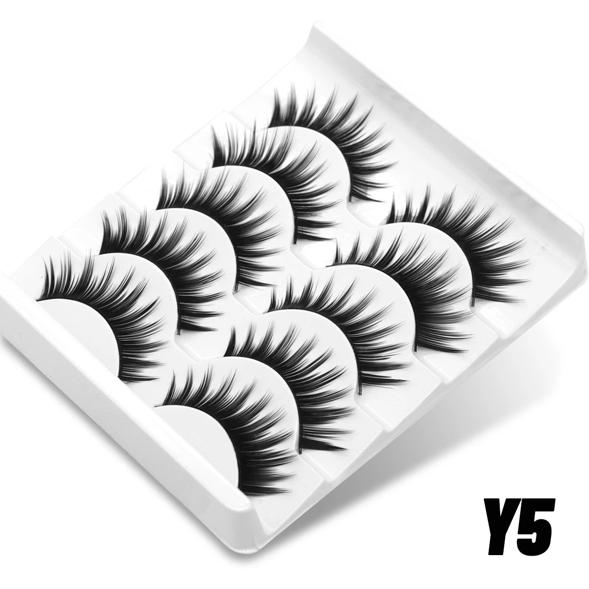 GROINNEYA Half Lashes 5/7/10 Pairs Half Lashes Soft Natural Cat Eye Lashes Makeup Tool Fake Eyelashes Extension Fluffy Faux Cils