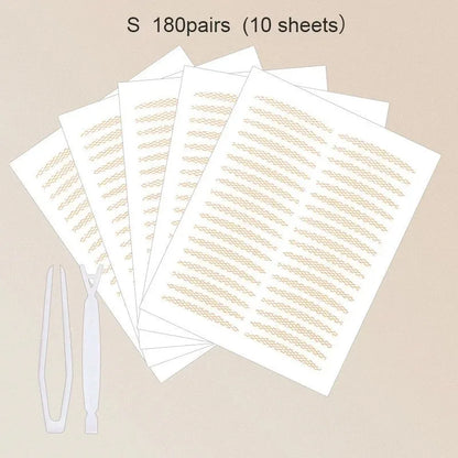 480Pcs Stealth Double Fold Eyelid Tape Fiber Sticker Lace Nature Clear Beige Stripe Self-adhesive Natural Eye Makeup with Tool