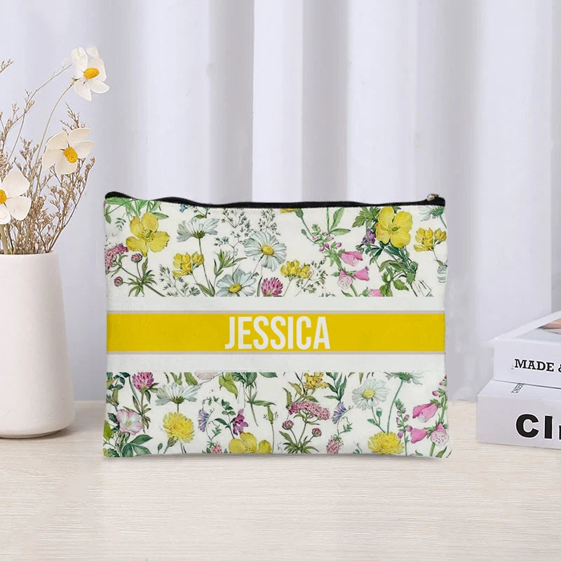 Custom Makeup Bag Trendy Canvas Travel Cosmetic Organizer Luxury Wedding Bridesmaid Gift Purse Vintage Brand Side Bag for Ladies