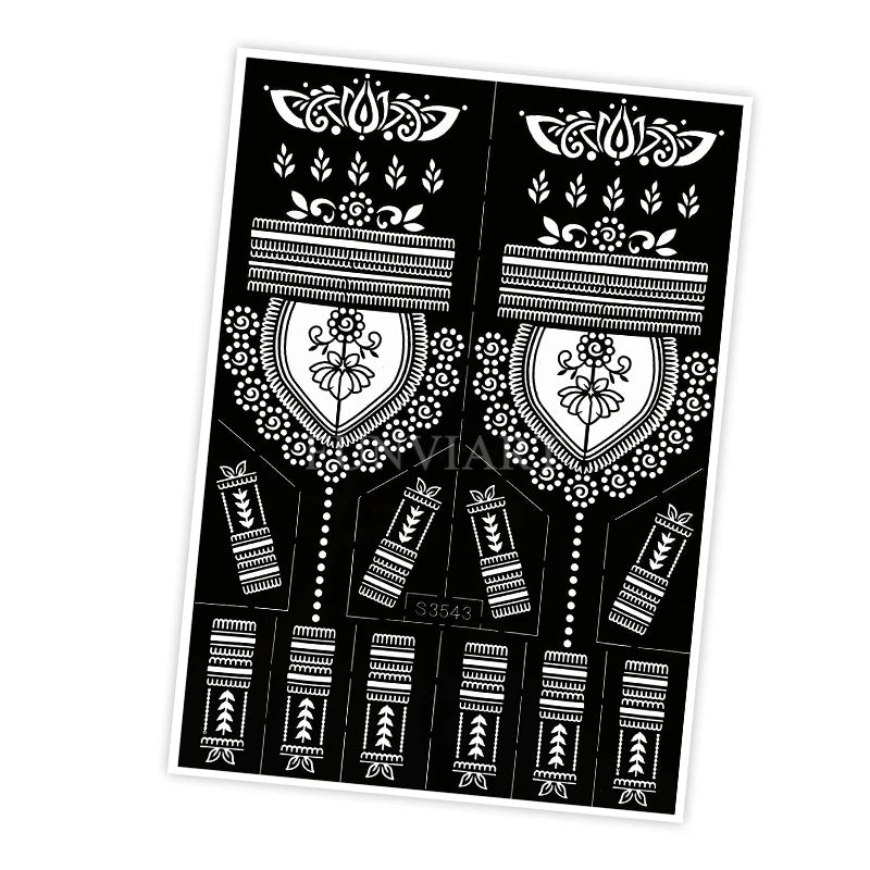 Reusable Henna Stencil for Hand Body Painting Flower Henna Tattoo Template for Women Wedding Festival Body Makeup Tattoo Tools