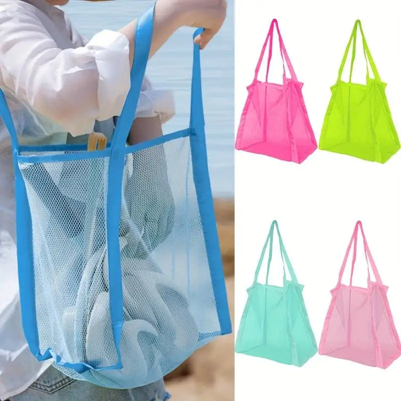 Handheld Large Capacity Portable Breathable Foldable Mesh Storage Bag Sand Away Beach Bag For Toys Outdoor Swimming