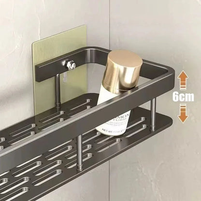 Aluminum Alloy 1/2/3pcs No Drill Wall Bathroom Shelf Shampoo Rack Makeup Storage Organizer Shower Shelf Bathroom Accessories