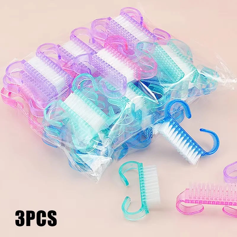 1/5/20Pcs Acrylic Nail Brush Pink Color Nail Art Manicure Pedicure Soft Remove Dust Plastic Cleaning Nail Brushes File Tools Set