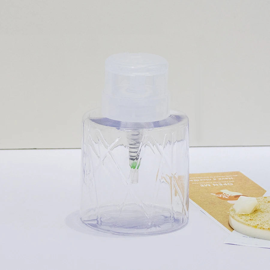 Lockable Empty Pump Dispenser Refillable Bottle, Nail Manicure Cleaner Makeup Remover Container Press Bottle