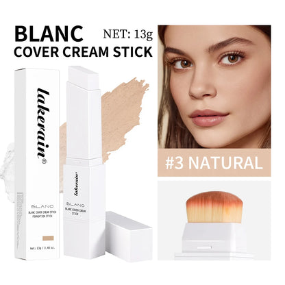 Blanc Cover Cream Stick Changing Foundation Stick Color Changing Foundation with Detachable Brush Hight Coverage Base Makeup