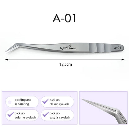 NATUHANA Professional Eyelash Extension Tweezers, High Precision Anti-Static Stainless Steel Lash Tools for Volume & Isolation