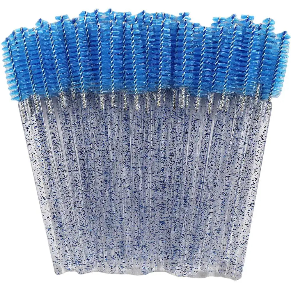 50pcs Disposable Mixed Color Eyelash Brushes Crystal Eye Lash Mascara Wands Glitter Lash Comb Spoolies Micro Makeup Applicators