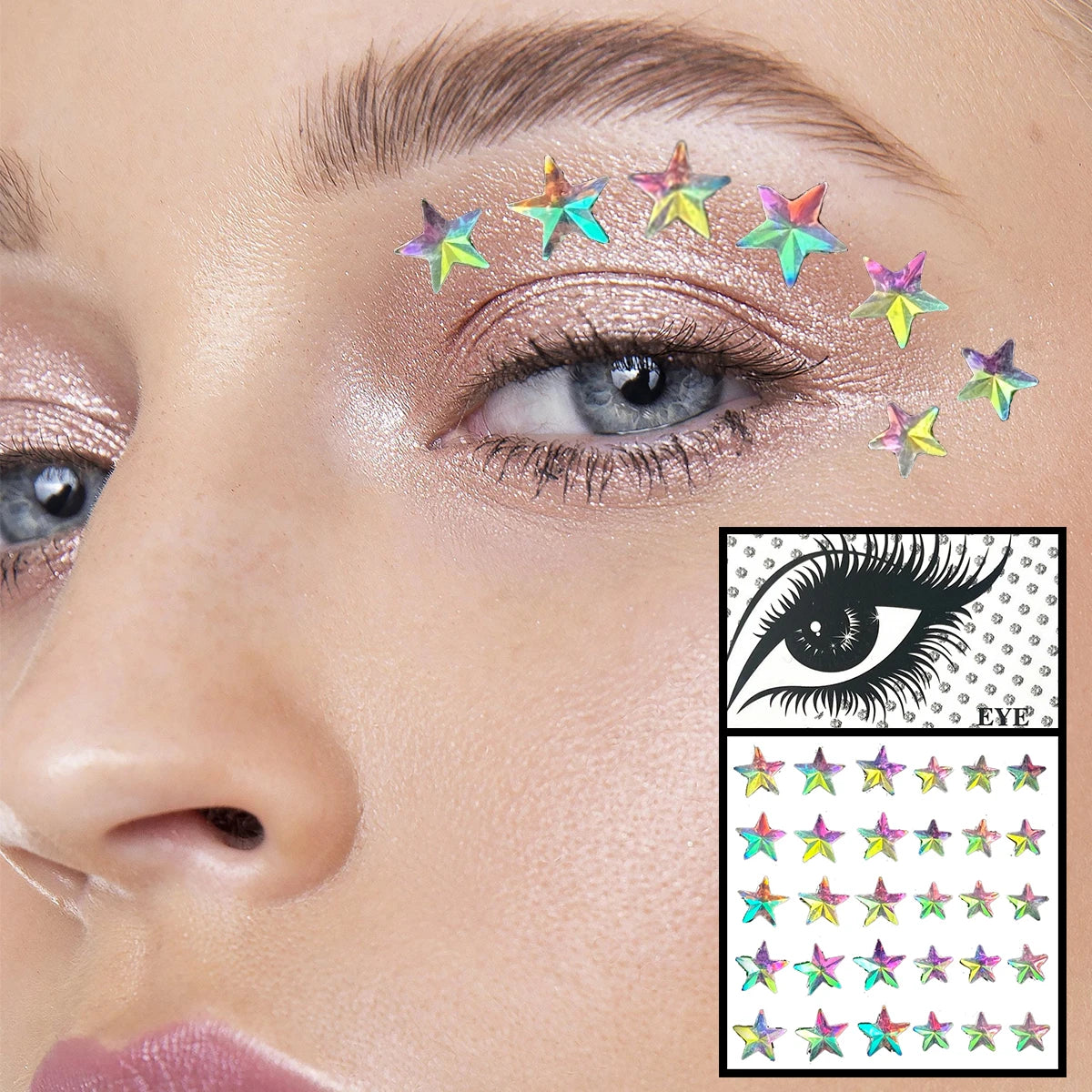 Red Heart Face Jewelry Temporary Tattoos Eye Forehead Diamonds Jewels Makeup Sticker Sparkle Water Drop Gems Nail Art Festival