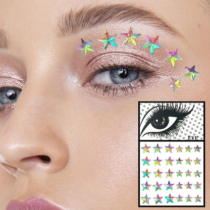 Red Heart Face Jewelry Temporary Tattoos Eye Forehead Diamonds Jewels Makeup Sticker Sparkle Water Drop Gems Nail Art Festival