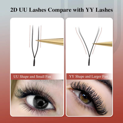 NAGARAKU 10 cases U Shape YY 2D UU Soft Light Natural Eyelash Extensions Parallel Makeup Supplies