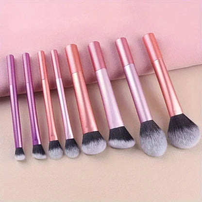 8pcs Pro Makeup Brush Set - Soft, Premium Synthetic Hair, Cruelty-Free, Easy to Clean, Foundation, Blush, Eyeshadow, Cosmetic