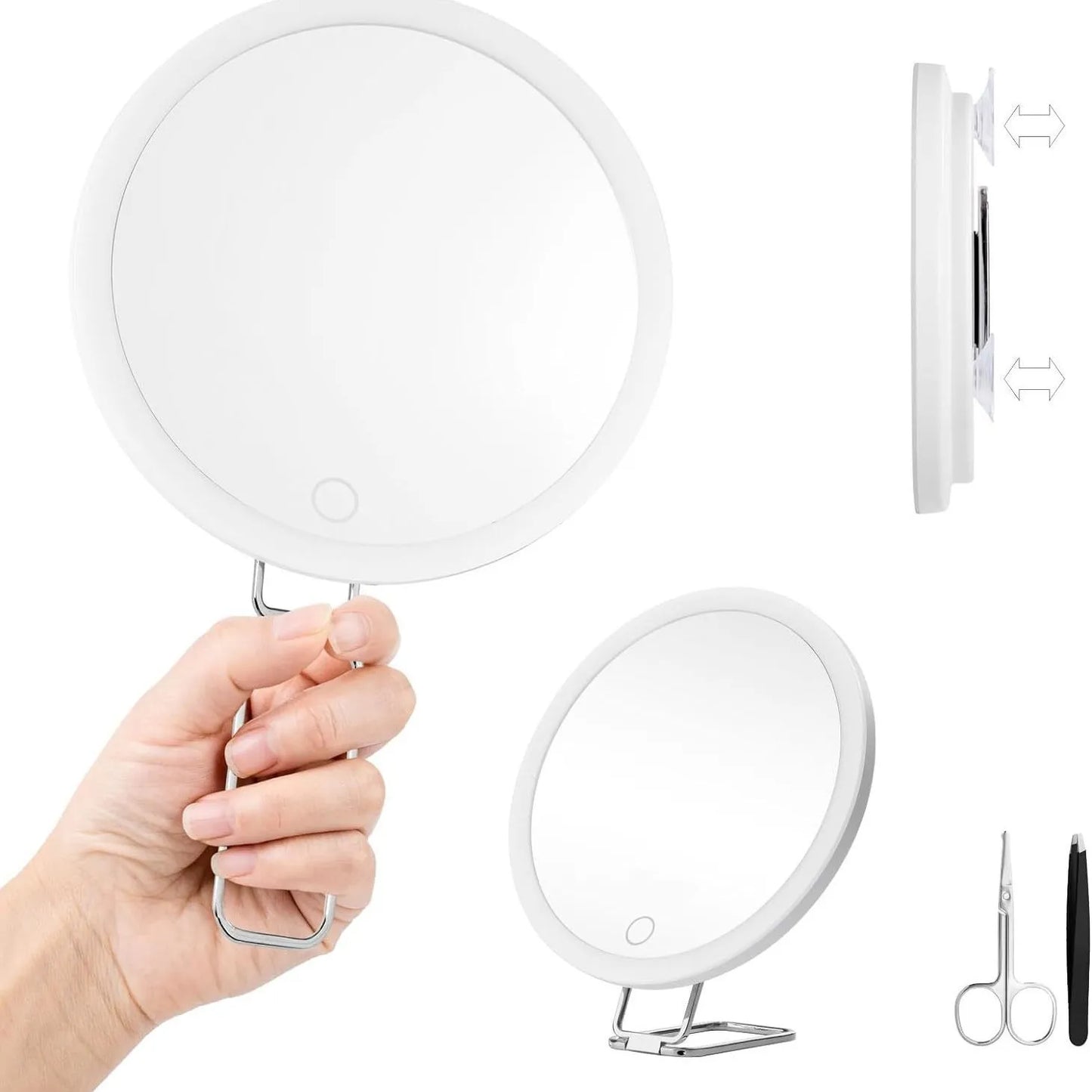 Tweezers & Scissors 30x Magnifying Mirror Set LED-Lit Magnifying Makeup Mirror 30x Magnification Makeup Mirror Portable Travel