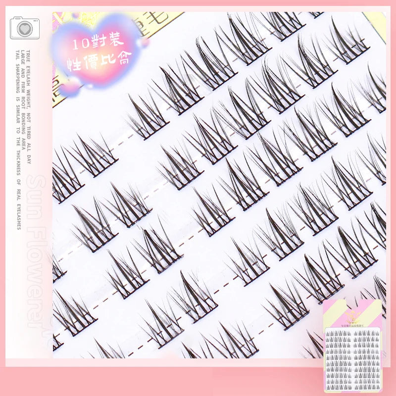 10 Pairs Fairy False Eyelashes Little Devil Individual Lashes Extension Naturally Heat Bonded Cluster Lashes Makeup Tools
