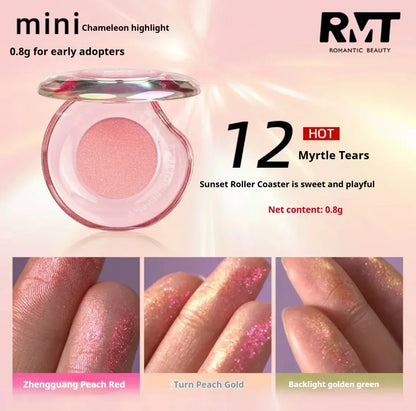 RMT High Gloss Chameleon Highlight Matte Purple Fine Powder Blusher Shiny Face Brightening Integrated Plate Makeup