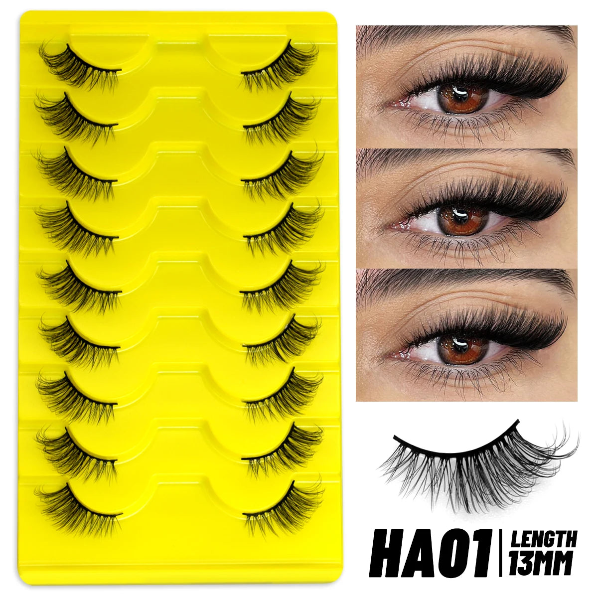 GROINNEYA Half Lashes 5/7/10 Pairs Half Lashes Soft Natural Cat Eye Lashes Makeup Tool Fake Eyelashes Extension Fluffy Faux Cils