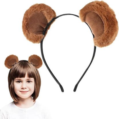 Plush Bear Ear Girl's Headbands Cosplay Makeup Headpiece Brown Animal Ears Hair Hoop DIY Cute Sweet Cartoon Hair Accessories