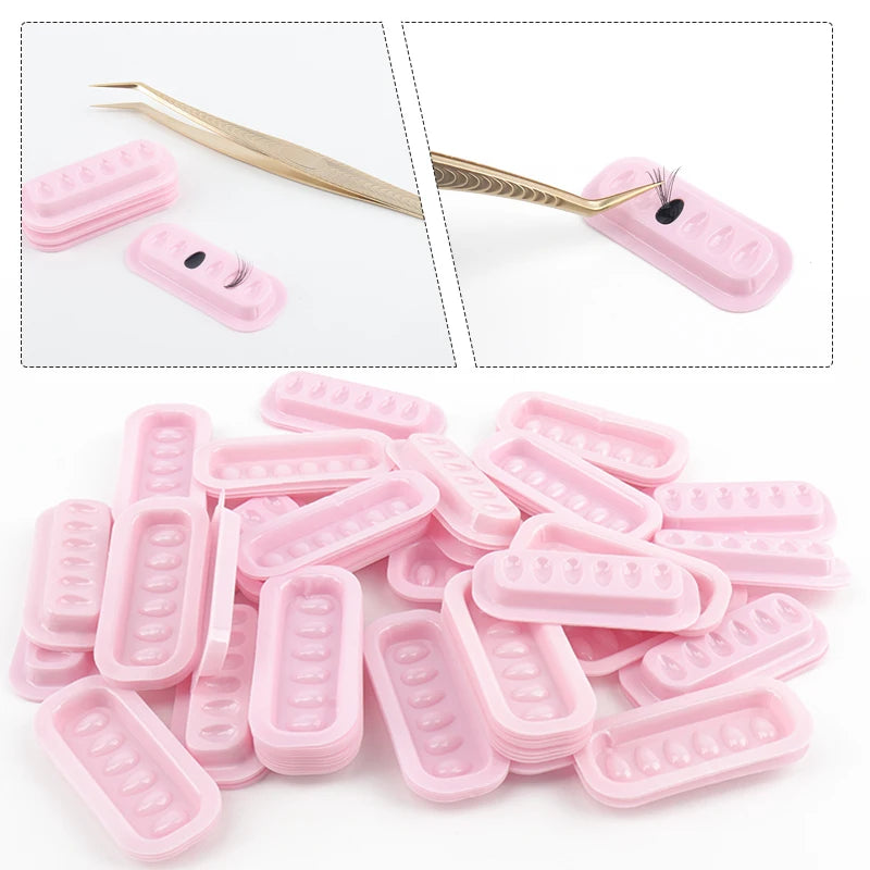 100pcs Disposable Eyelash Extension Glue Holder Pallet Gasket Lash Adhesive Container Tray Eyes Pad Long Strip Makeup Tool