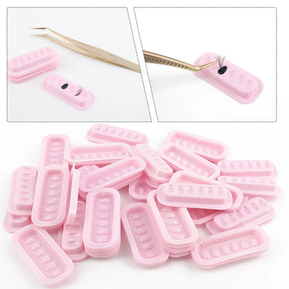 100pcs Disposable Eyelash Extension Glue Holder Pallet Gasket Lash Adhesive Container Tray Eyes Pad Long Strip Makeup Tool