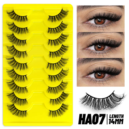 GROINNEYA Half Lashes 5/7/10 Pairs Half Lashes Soft Natural Cat Eye Lashes Makeup Tool Fake Eyelashes Extension Fluffy Faux Cils