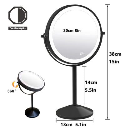 TUSHENGTU Charging Makeup Mirror With Light 10X Magnifying Double Mirrors For Makeup 360 Degrees Table Standing Cosmetic Mirror