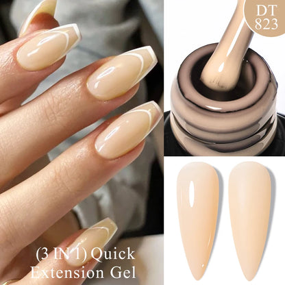 MEET ACROSS 7ml Quick Extension Gel Nail Polish Glitter Pink Gold Purple Milky White UV Gel Finger Prolong Varnish For Nails