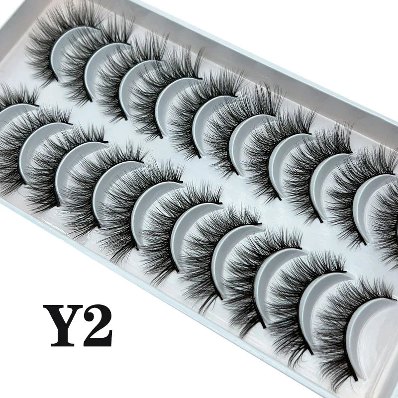 Natural Lashes 5/10 Pairs Eyelashes 3D Mink Lashes Manga Lashes Strip Lashes Band Soft Light False Eyelashes Makeup